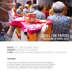 CFP Faith in Immunity – Asia Research Institute at the National University of Singapore